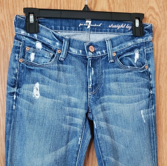 7 for all Mankind distressed straight leg jeans - Picture 4 of 15